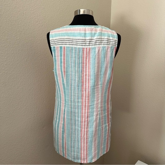 Tommy Bahama Linen Multicolor Striped 1/4 Zip Up Tank Top Size L - Picture 6 of 10